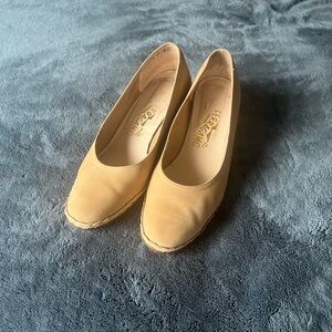 Beige Salvatore Ferragamo Esparadrille Wedges